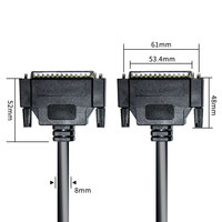 Kabel Ekstensi Data DB50 50-Pin D-Sub Sudut 180 Derajat Berkualitas Tinggi, Male ke Female, Terproteksi untuk PLC, Industri, dan Otomasi CNC