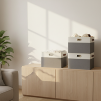 Grande boîte de rangement pliable avec poignée, adaptée pour armoire, étagère, salon