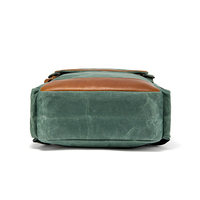 Sac à dos en toile cirée résistant à l'eau avec garniture en cuir véritable, compartiment pour ordinateur portable, sac de voyage vintage utilitaire