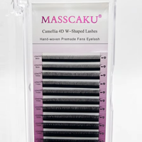 MASSCAKU Camellia 3D 4D 5D Extensions de cils en forme de W 0,07 mm Courbure C/D Longueurs variées Faux cils 5D en forme de W