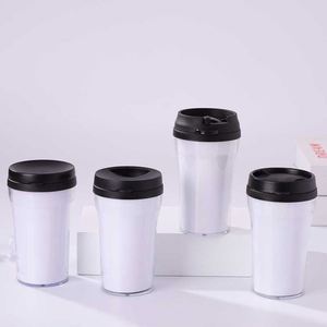 Floral Pattern Plastic Travel Mug with Lid <b>Reusable</b> Portable Cup Food Safe Waterproof Anti-corrosion Coating for Outdoor Use - Product Image 5
