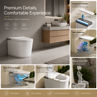 WC intelligent sans réservoir, cuvette carrée moderne, couleur personnalisée gris noir, avec siège chauffant, séchoir à air chaud, drainage S-Trap/P-Trap