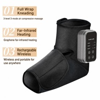 Nouvelles bottes de massage chauffantes pour pieds et chevilles, avec airbag 3 zones, enveloppement complet, compression d'air, masseur rechargeable par USB, batterie au lithium, pétrissage