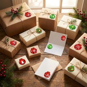 Autocollants ronds pour décorations de Noël, rouge et vert, étiquettes autocollantes pour cadeaux et artisanat, papier durable, impression offset - Product Image 3