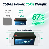 Batterie LiFePO4 TPENERGY 24V 100Ah 150Ah pour système de stockage solaire domestique hors réseau, remplacement du BMS au plomb-acide