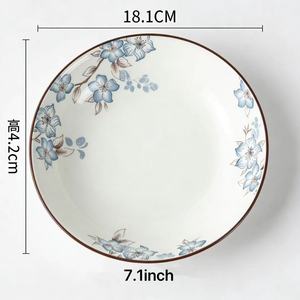Juego de Vajilla de Cerámica China para <span class=keywords><strong>Restaurante</strong></span>, Apto para Microondas, con Diseño de Plantas, Tazón para Arroz, Tazón para Vapor, Plato Combinado - Product Image 5