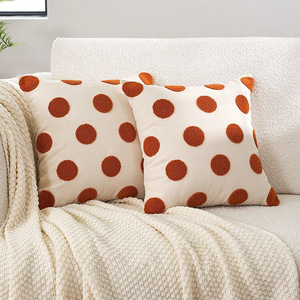 Stylish Modern Simplicity <strong>Polka</strong> <strong>Dots</strong> Tufted <strong>Cushion</strong> Cover Living Room Bedroom Office Decorative Embroidery Pillow Case 45x45cm