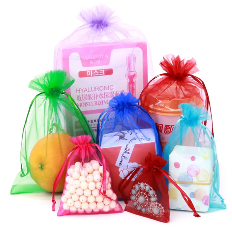 100 adet organze çanta takı ambalaj hediye şeker düğün parti Goodie ambalaj iyilik torbalar çekilebilir çantaları mevcut tatlılar torbalar