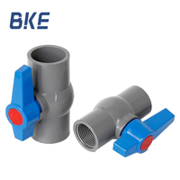 Robinet à bille fileté en PVC à poignée bleue, surface lisse, raccords de tuyauterie pour systèmes d'alimentation en eau et d'évacuation