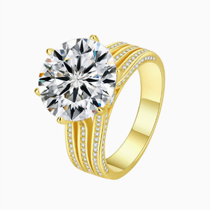 Anillo de Lujo Ligero de Plata de Ley 925 <span class=keywords><strong>con</strong></span> <span class=keywords><strong>Tres</strong></span> Hileras de Moissanita de 10 Quilates Color D para Mujer, Anillo de Compromiso y Boda - Product Image 5