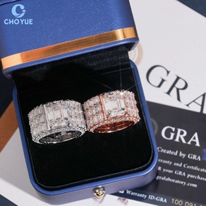 Hip Hop Large Emerald Cut Moissanite <b>Ring</b> Full Baguette Paved Iced Out Statement Jewelry <b>for</b> <b>Men</b> Rappers GRA Diamond Party <b>Rings</b> - Product Image 3