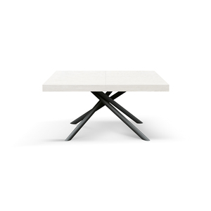 Menego <b>Extendable</b> White Ash Dining <b>Table</b> 140x90 Black Tubular Crossed <b>Legs</b> Internal Use - Product Image 1