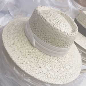 Fashion Elegant Wide Brim <b>Women</b> Unisex Beach <b>Hats</b> Summer Wholesale Flat Top Luxury <b>Straw</b> <b>Hat</b> - Product Image 6