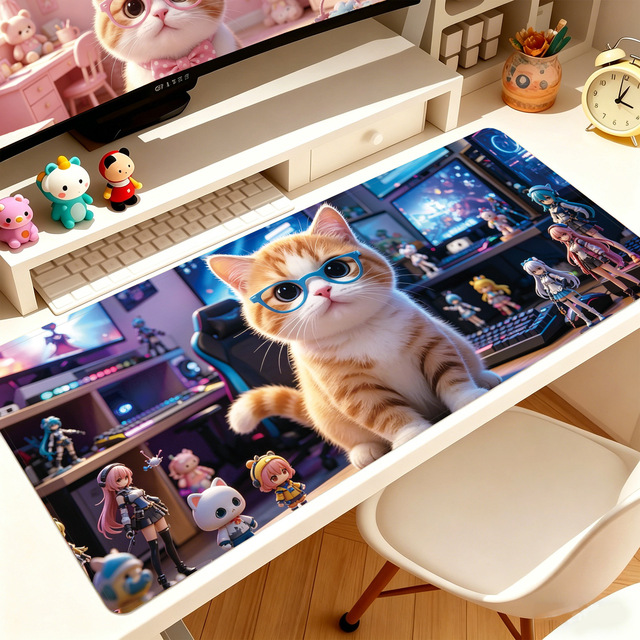 Kawaii Anime Custom Size Large Fabric Gaming Mouse Pad Anti-Slip Rubber Bottom Desk Mat for PC Gamers Students Factory Prize