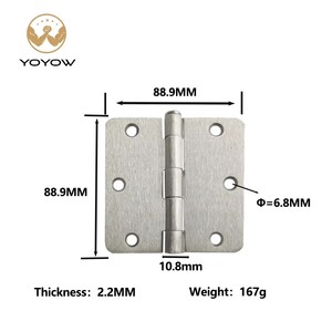 Satin Nickel Brushed Cold Rolled Steel Modern Furniture Inner Door Hinge 3.5 Inch Rounded <b>Corners</b> for Bedroom <b>Cabinet</b> Interior - Product Image 2