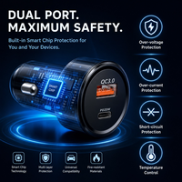 Chargeur de voiture universel 38W 12-24V pour véhicules, chargeur rapide double port USB C 20W QC3.0, adaptateur de chargeur de voiture QC3.0
