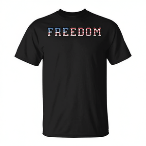 Camiseta gráfica con tipografía minimalista y atrevida Freedom Black Text - Product Image 2
