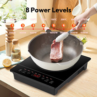 Réchaud solaire à brûleur unique DC48v 1500w 8 niveaux de puissance Cuisinière à induction électrique Minuteur 3 heures Plaque chauffante portable à batterie