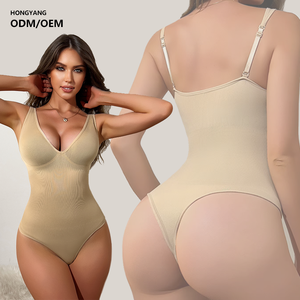 Prix de gros, body sculptant respirant en jersey sans couture, string, rehausseur de hanches, contrôle du ventre, décolleté profond en V, body sculptant - Product Image 1