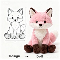 Peluche de bébé renard rose personnalisé avec tissu en coton et rembourrage en coton PP Animal en peluche apaisant mignon