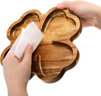 Ensemble d'assiettes carrées décoratives pour la maison, plateau de service pour collations et desserts, assiettes en bois d'acacia pour restaurant