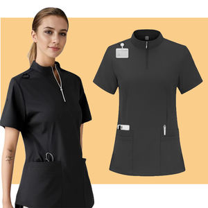 Confortable extensible unisexe fermeture éclair col Style Salon gommages uniformes ensembles hôpital médical soins infirmiers gommage uniformes - Product Image 6