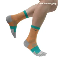 Chaussettes de sport Crew à cinq doigts respirantes antidérapantes en graphène antibactérien Design de logo corporel