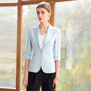 Women's Blazer Solid Color Polyester Worsted Breathable 3D Tailoring Spring Summer 2025 Professional Casual High End Suit Set - Product Image 3