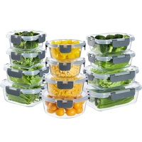 24 contenants en verre pour la préparation des repas, contenants de stockage alimentaire en verre hermétiques et anti-fuites avec couvercles, boîtes à lunch réutilisables