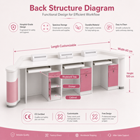 Comptoir de consultation médicale moderne et personnalisé pour hôpital, bureau d'accueil rose pour clinique, bureau d'information médicale avec éclairage LED