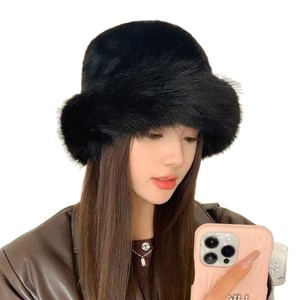 Autumn-Winter New <strong>Big</strong> <strong>Head</strong> Plush <strong>Hats</strong> Women Ladies Warming Imitation Fur High Sense Fluffy <strong>Bucket</strong> <strong>Hats</strong> - Product Image 5