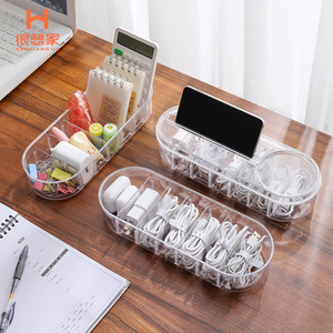 Henxiangjia Data Cable <b>Storage</b> <b>Box</b> Transparent Rectangular With Lid For Earphone And <b>Small</b> Jewelry Desktop Organizer - Product Image 4