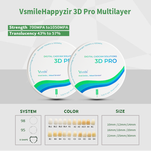 Vsmile Bahan penggilingan gigi tembus cahaya tinggi zirkonia kosong 3D Plus pro blok zirkonia multilapis - Product Image 6