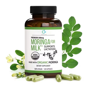 Organic <strong>Moringa</strong> for Lactation Support 500mg Adult Vitamins Capsules (120 Count/Bottle) - Product Image 1