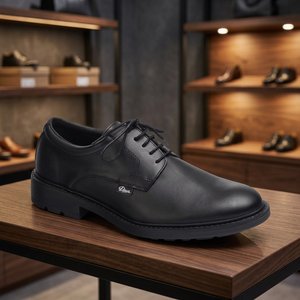 Calzado de trabajo flexible y antideslizante de calidad española, zapatos de hombre corporativos uniformes de cuero negro con cordones - Product Image 2