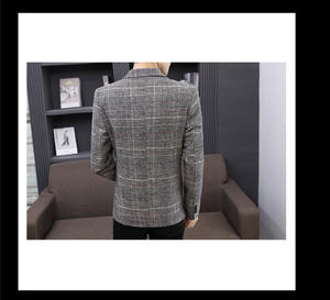 <span class=keywords><strong>M</strong></span>-4XL Jas Kotak-kotak Korea Pria, Jas Kasual Korea Slim Fit Musim Semi dan Gugur - Product Image 6