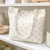 Sac fourre-tout en toile à motif floral avec logo personnalisé, prix de gros, pour promotion de marque et vente au détail