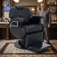 Chaise de barbier électrique Moolin, construction robuste, rotation à 360 degrés, réglage hydraulique de la hauteur, équipement de salon de coiffure