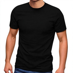 T-shirt décontracté pour homme, noir uni, col rond, manches courtes, 100% coton jersey, coupe classique, design simple - Product Image 4