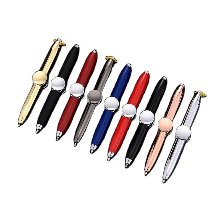 Fingertip gyro pen multifunctional ballpoint pen rotating finger LED lamp decompression stationery writing pen student