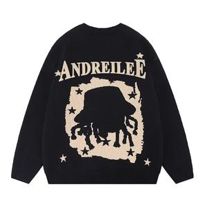 Vente en gros de tricots à manches longues confortables pour hommes, automne hiver, nouvelles tendances, pull à col rond de couleur unie à motif de dessin animé - Product Image 3