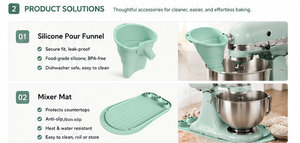 Trending KitchenAid <b>Accessories</b> Set KSM150 Mixer Mess-Free Silicone Flour Funnel Cleaning Baking Anti-Splash Guard Liquid Funnel - Product Image 6