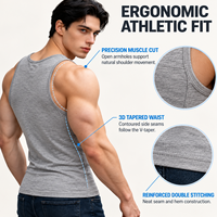 Débardeur de musculation noir pour homme grande taille, coupe athlétique, 100% coton peigné, pour la musculation et la gym