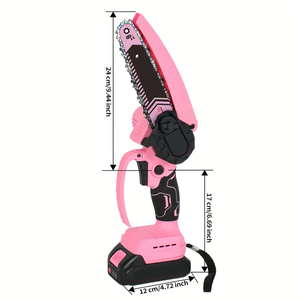 6 pouces 550W <span class=keywords><strong>rose</strong></span> mini <span class=keywords><strong>scie</strong></span> à chaîne à piles portable avec verrouillage de sécurité pare-éclaboussures et protège-mains pour le travail dans la cour - Product Image 5