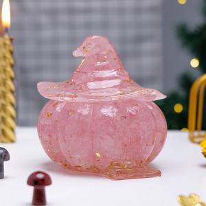 <span class=keywords><strong>Casa</strong></span> de Calabaza de Resina con Virutas de Cristal Natural, Recipiente para Dulces, Decoración para el Hogar de Halloween y Navidad, Adorno de Almacenamiento para Escritorio - Product Image 5