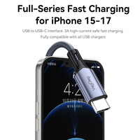 Cable Trenzado VegGieg USB-A a USB-C de 60W, Carga Rápida de Alta Velocidad, Cable Cargador Tipo C de Aleación de Aluminio para Teléfono y Tableta