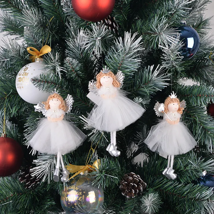 New Year Tree Pendant Desk Wings Angel Decor Xmas Girls Christmas Doll Decorations For Home