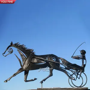 Натуральная наружная абстрактная Конская гонка Скульптура с бронзовой статуей жениха