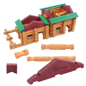 Ensemble de 170 pièces de construction en bois Ferme et Magasin Cabane en rondins - Jouet éducatif créatif pour enfants pour un jeu polyvalent - Product Image 2