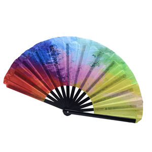 Abanico Plegable de Bambú de 33 cm con Diseño de Arcoíris, Ideal para Regalos Promocionales, Desfiles y Eventos de Verano - Product Image 3